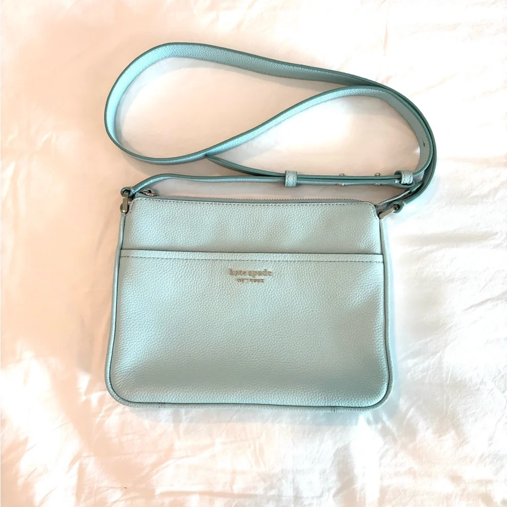 kate spade pastel blue pebbled leather crossbody